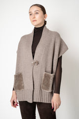 Manzoni 24 Wool Cashmere Knit Poncho with Shearling Pockets in Taupe Vancouver. Shop Online or in Store.