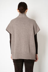 Manzoni 24 Wool Cashmere Knit Poncho with Shearling Pockets in Taupe Vancouver. Shop Online or in Store.