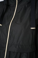 Herno Knee Length Hooded Taffeta Coat in Black
