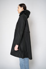 Herno Knee Length Hooded Taffeta Coat in Black