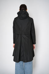 Herno Knee Length Hooded Taffeta Coat in Black