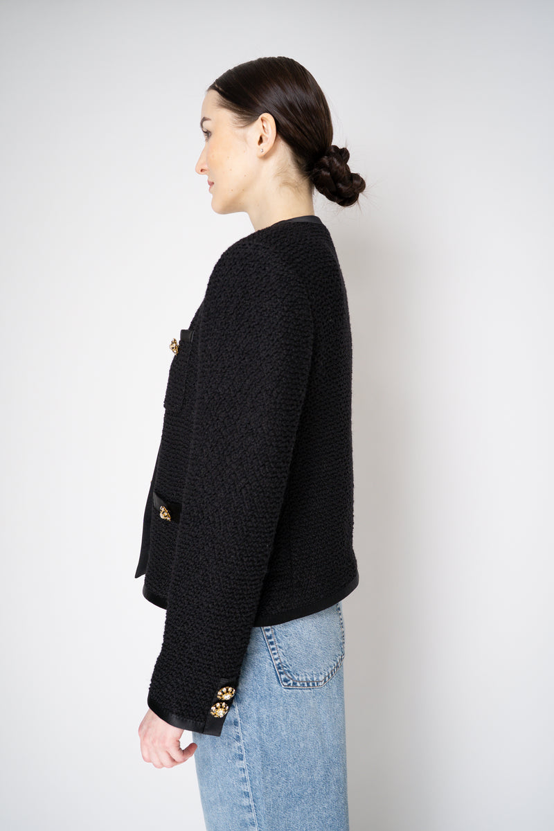 Dolce & Gabbana Single-Breasted Bouclé Tweed Jacket in Black