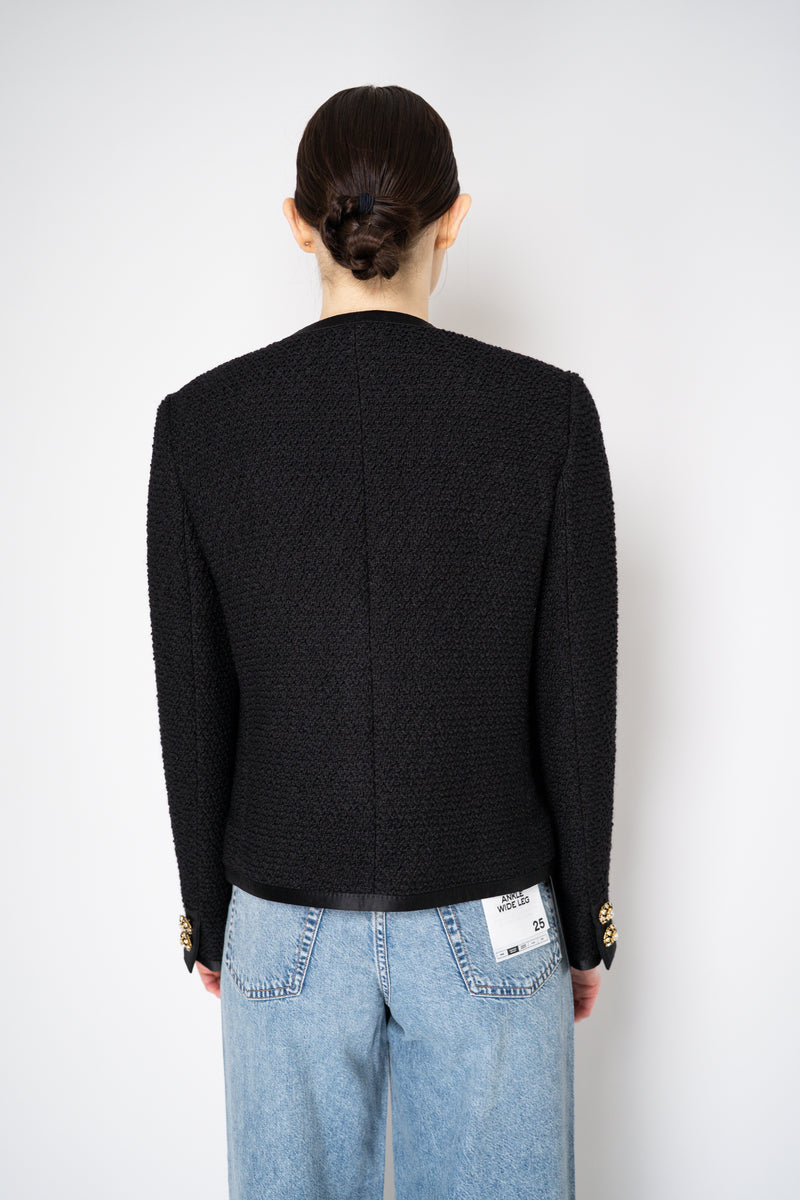 Dolce & Gabbana Single-Breasted Bouclé Tweed Jacket in Black