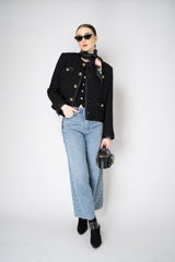 Dolce & Gabbana Single-Breasted Bouclé Tweed Jacket in Black