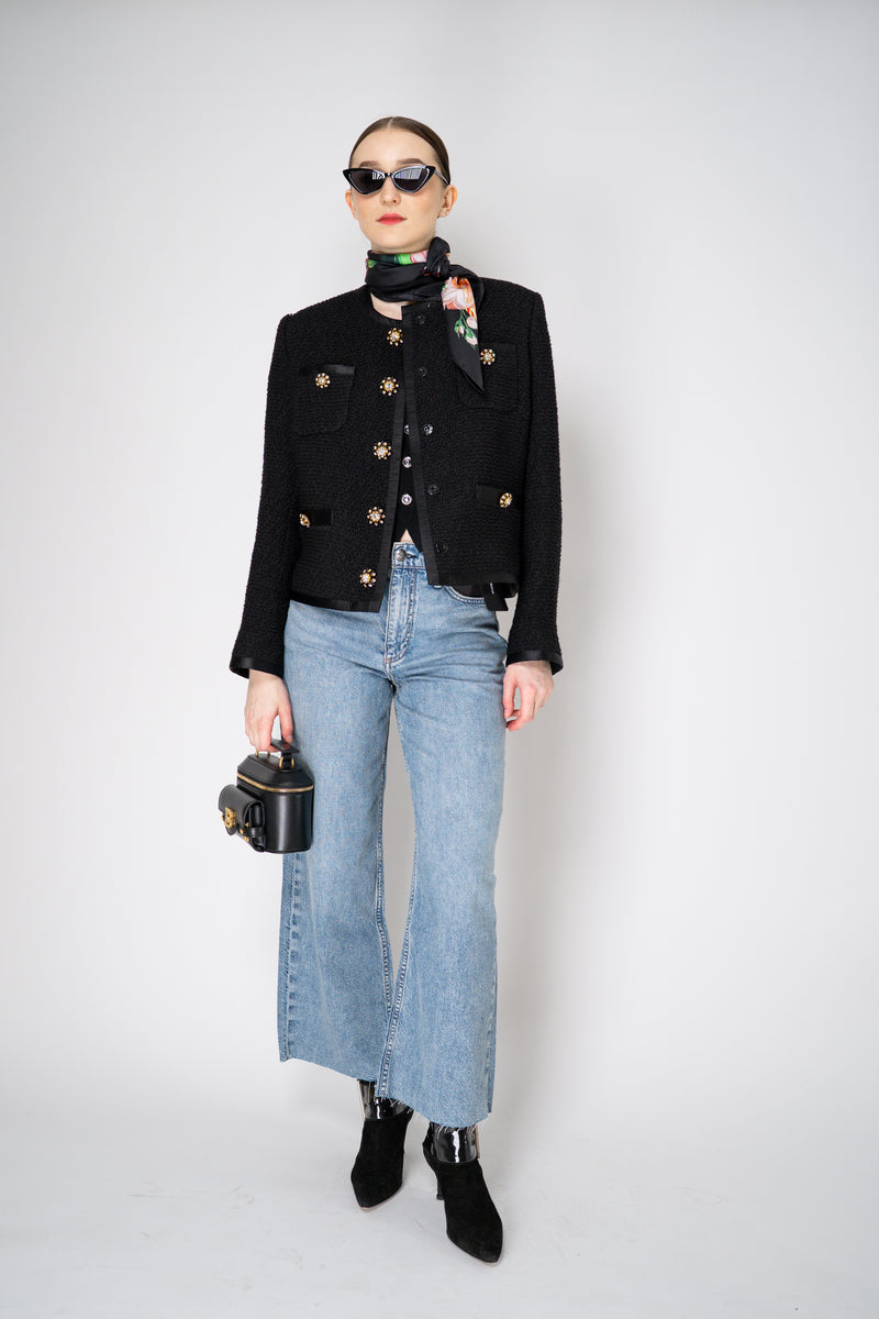 Dolce & Gabbana Single-Breasted Bouclé Tweed Jacket in Black