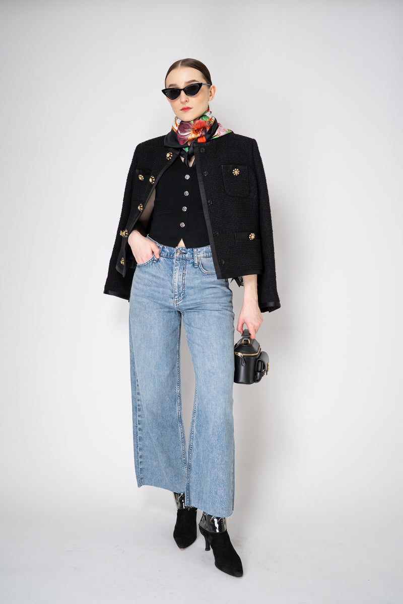 Dolce & Gabbana Single-Breasted Bouclé Tweed Jacket in Black
