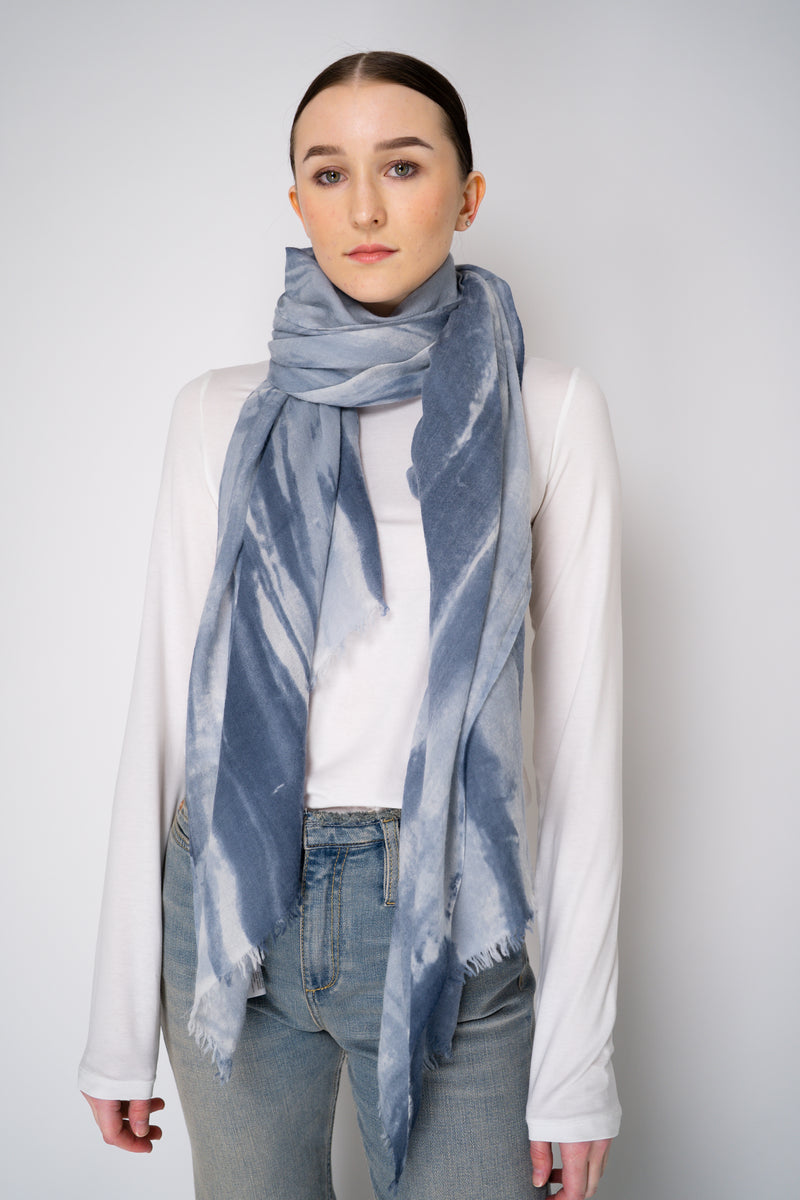 Lorena Antoniazzi Virgin Wool Tie-Dye Blue Scarf