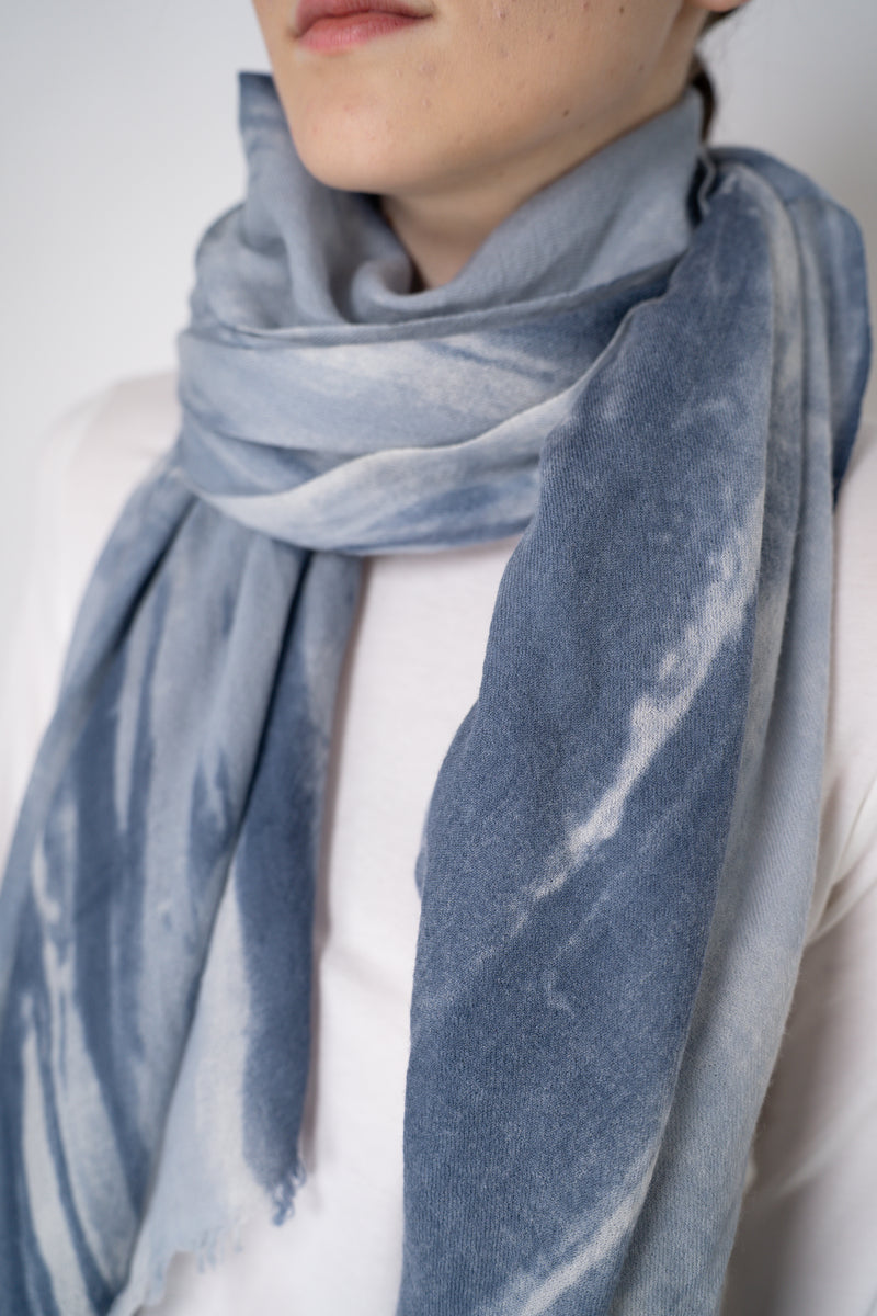 Lorena Antoniazzi Virgin Wool Tie-Dye Blue Scarf