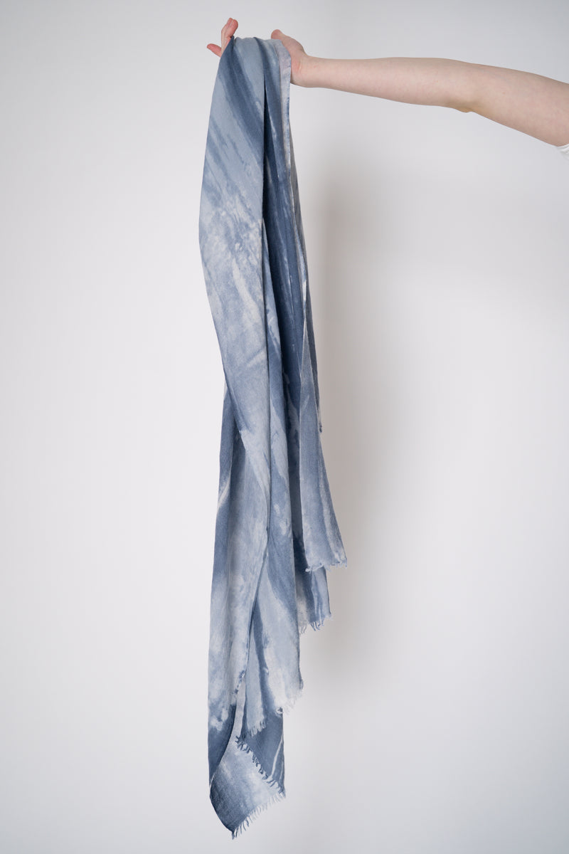 Lorena Antoniazzi Virgin Wool Tie-Dye Blue Scarf