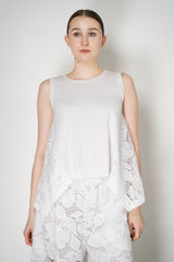 MeiMeiJ Cotton Knit Sleeveless Top with Floral Macramé Back in White Vancouver. Shop Online or in Store.
