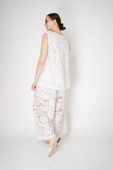 MeiMeiJ Cotton Knit Sleeveless Top with Floral Macramé Back in White Vancouver. Shop Online or in Store.