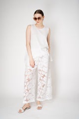 MeiMeiJ Cotton Knit Sleeveless Top with Floral Macramé Back in White Vancouver. Shop Online or in Store.