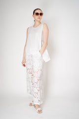MeiMeiJ Cotton Knit Sleeveless Top with Floral Macramé Back in White Vancouver. Shop Online or in Store.