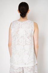 MeiMeiJ Cotton Knit Sleeveless Top with Floral Macramé Back in White Vancouver. Shop Online or in Store.