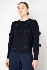 MeiMeiJ Knit Wool Cardigan with Blob Appliqués in Navy Vancouver. Shop Online or in Store.