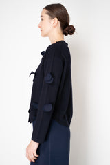 MeiMeiJ Knit Wool Cardigan with Blob Appliqués in Navy Vancouver. Shop Online or in Store.