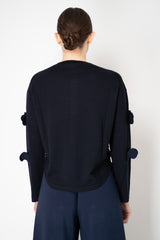 MeiMeiJ Knit Wool Cardigan with Blob Appliqués in Navy Vancouver. Shop Online or in Store.