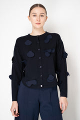MeiMeiJ Knit Wool Cardigan with Blob Appliqués in Navy Vancouver. Shop Online or in Store.