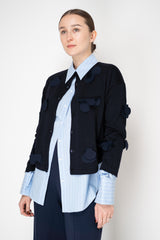 MeiMeiJ Knit Wool Cardigan with Blob Appliqués in Navy Vancouver. Shop Online or in Store.