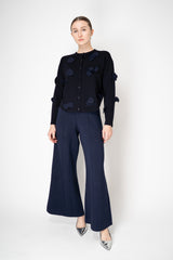 MeiMeiJ Knit Wool Cardigan with Blob Appliqués in Navy Vancouver. Shop Online or in Store.