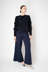 MeiMeiJ Knit Wool Cardigan with Blob Appliqués in Navy Vancouver. Shop Online or in Store.