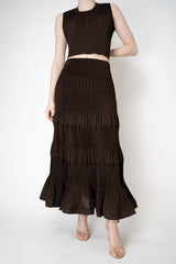 MeiMeiJ Pleated Tiered Peplum Skirt in Mocha Brown Vancouver. Shop Online or in Store.