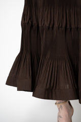 MeiMeiJ Pleated Tiered Peplum Skirt in Mocha Brown Vancouver. Shop Online or in Store.