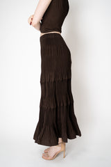 MeiMeiJ Pleated Tiered Peplum Skirt in Mocha Brown Vancouver. Shop Online or in Store.