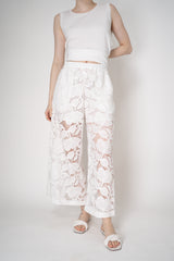 MeiMeiJ Sheer Macramé Floral Pants in White Vancouver. Shop Online or in Store.