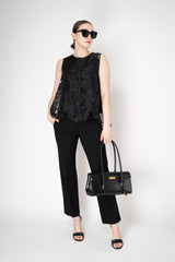 MeiMeiJ Sleeveless Floral Organza Top in Black Vancouver. Shop Online or in Store.