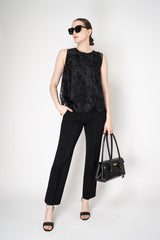 MeiMeiJ Sleeveless Floral Organza Top in Black Vancouver. Shop Online or in Store.