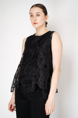 MeiMeiJ Sleeveless Floral Organza Top in Black Vancouver. Shop Online or in Store.
