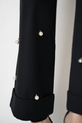 MeiMeiJ Twill Suiting Trousers with Pearl Embellishments in Black Vancouver. Shop Online or in Store.