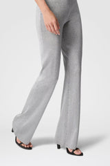 Missoni Knit Viscose Lamé Flared Trousers in Metallic Silver