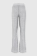 Missoni Knit Viscose Lamé Flared Trousers in Metallic Silver