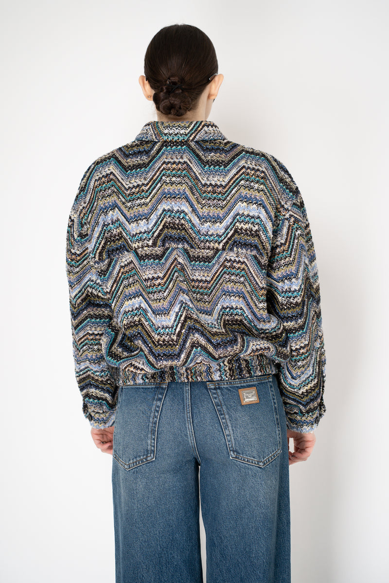 Missoni Oversized Lamé Bomber Jacket with Lurex and Sequins