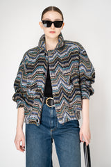 Missoni Oversized Lame Bomber Jacket with Lurex and Sequins Chevron Pattern in Multicolour Vancouver. Shop Online or in Store.
