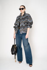 Missoni Oversized Lame Bomber Jacket with Lurex and Sequins Chevron Pattern in Multicolour Vancouver. Shop Online or in Store.