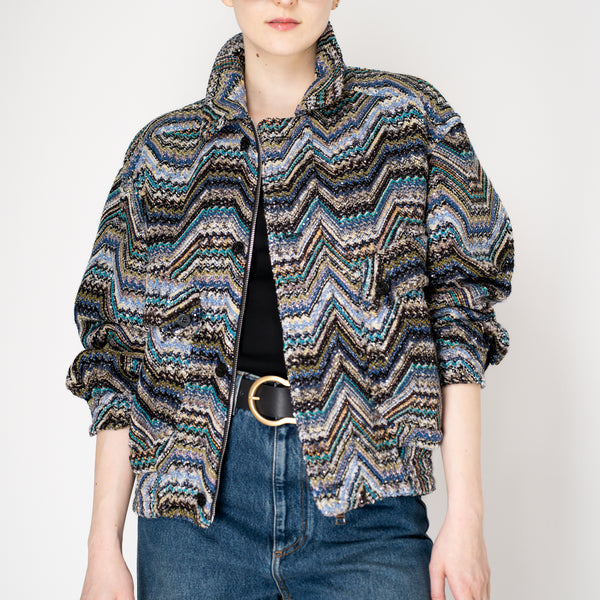 Missoni Oversized Lamé Bomber Jacket with Lurex and Sequins
