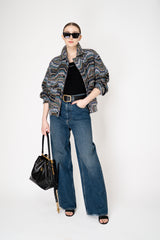 Missoni Oversized Lame Bomber Jacket with Lurex and Sequins Chevron Pattern in Multicolour Vancouver. Shop Online or in Store.