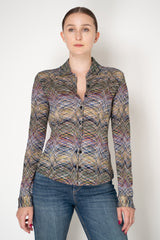 Missoni Space-Dye Viscose Lamé Button Down Blouse in Multicolour Vancouver. Shop Online or in Store.