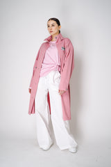 Moschino Jeans Cotton Blend Hooded Trench Coat in Pink Vancouver. Shop Online or in Store