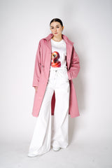 Moschino Jeans Cotton Blend Hooded Trench Coat in Pink Vancouver. Shop Online or in Store