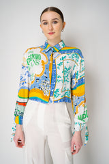 Moschino Jeans Cropped Foulard Print Blouse in Multicoulour Vancouver. Shop Online or in Store.