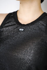 Moschino Jeans Fitted Glitter Tank Top in Black Vancouver. Shop Online or in Store