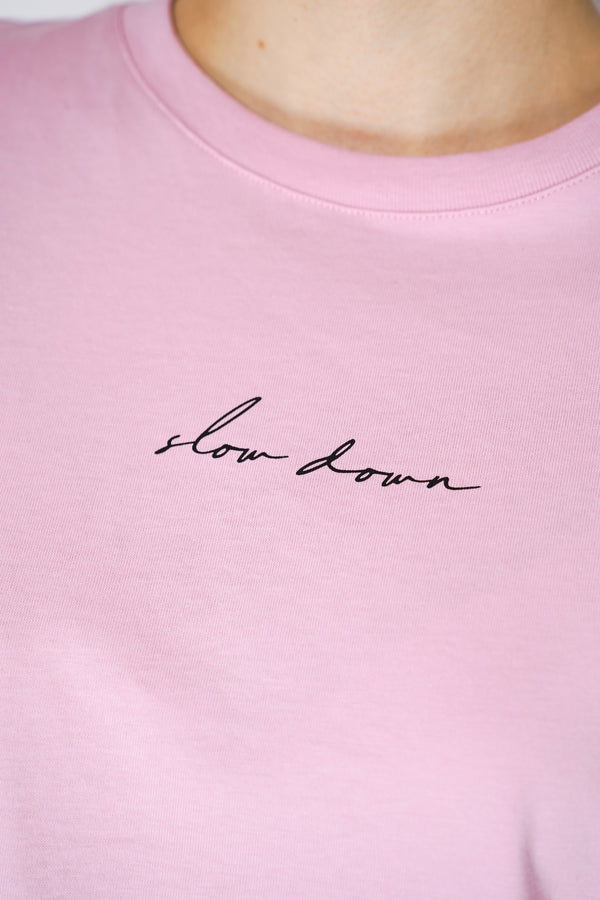 Moschino Jeans Long Sleeve "Slow Down" Cotton Top in Pink Vancouver. Shop Online or in Store.