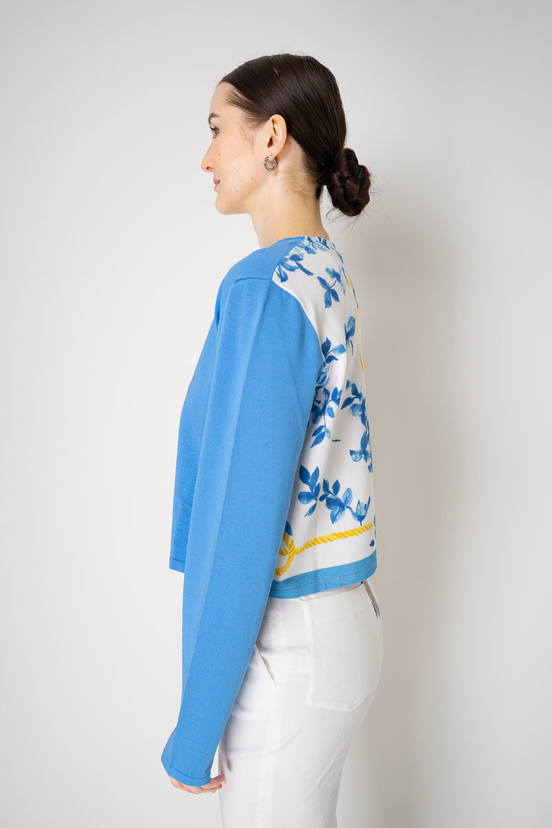 Moschino Jeans Patchwork Cardigan in Blue Vancouver. Shop Online or in Store.