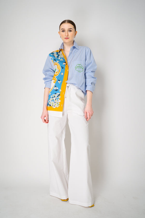 Moschino Jeans Patchwork Striped Poplin Button-Up in Multicolour Print Vancouver. Shop Online or in Store.