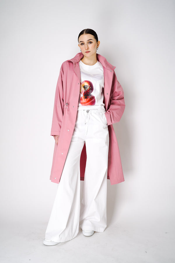 Moschino Jeans Wide Leg Cotton Blend Trousers in White Vancouver. Shop Online or in Store