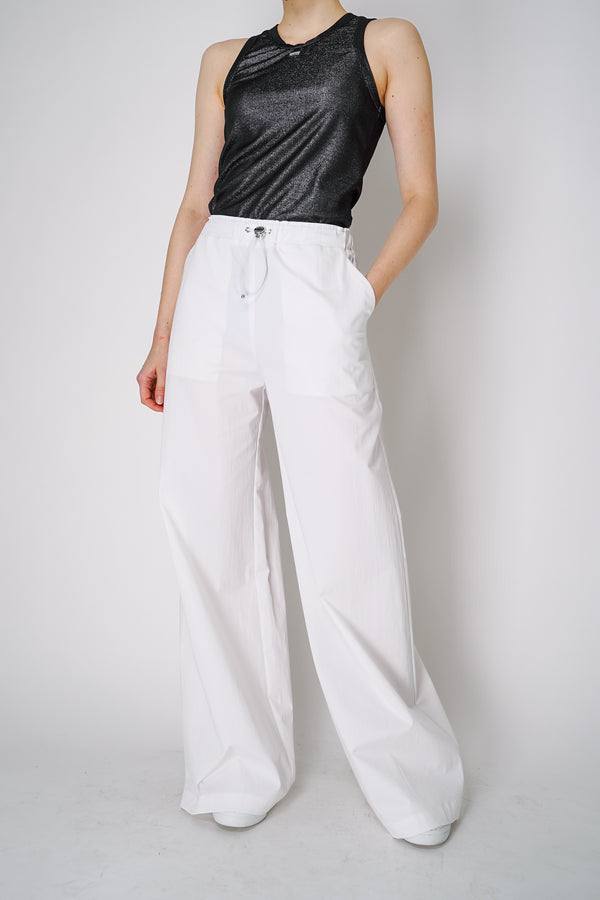 Moschino Jeans Wide Leg Cotton Blend Trousers in White Vancouver. Shop Online or in Store